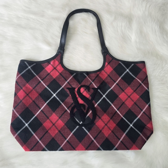 Victoria's Secret Handbags - Victorias Secret Tartan Plaid VS LogoTote Bag